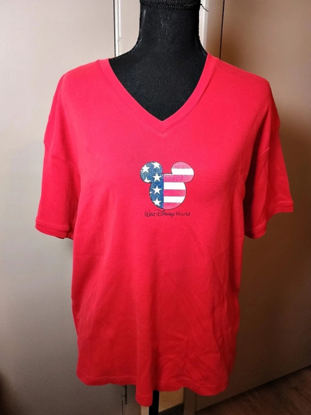 Disney World Mickey Patriotic Graphic Tee Red XL